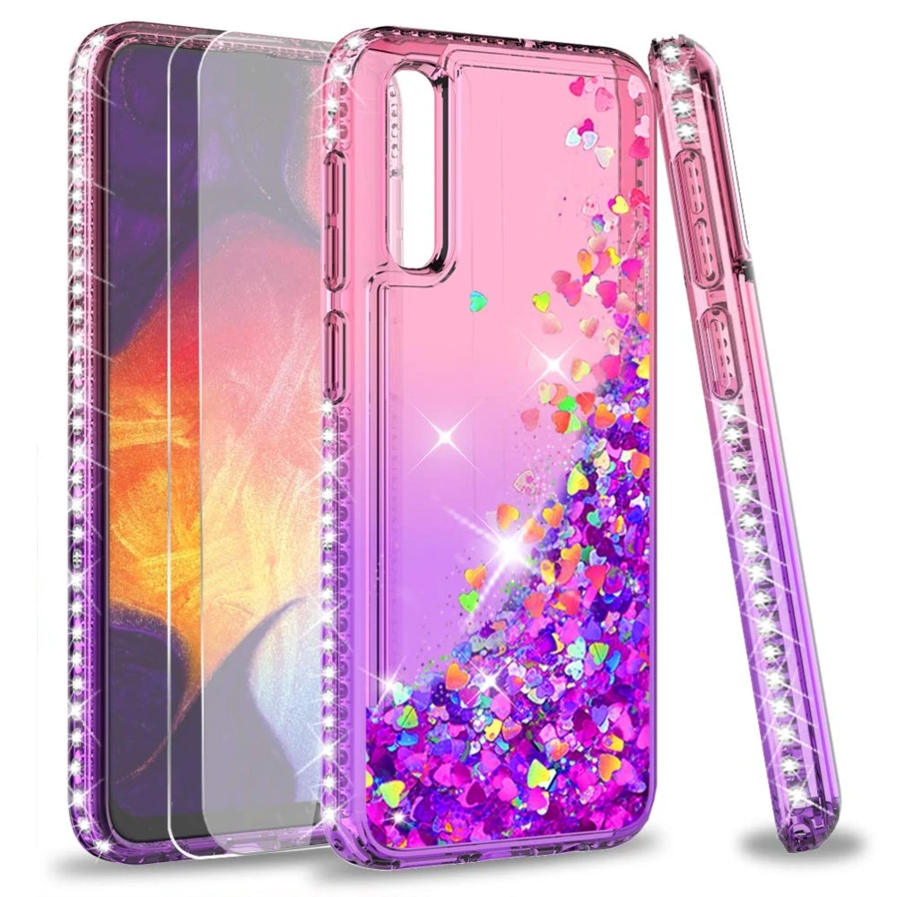 Diamond Glitter Case For Samsung Galaxy A50 A70 A60 A40 A30 A20 A10 A20E Cover Gradient Quicksand Case for Samsung M10 M20 M30