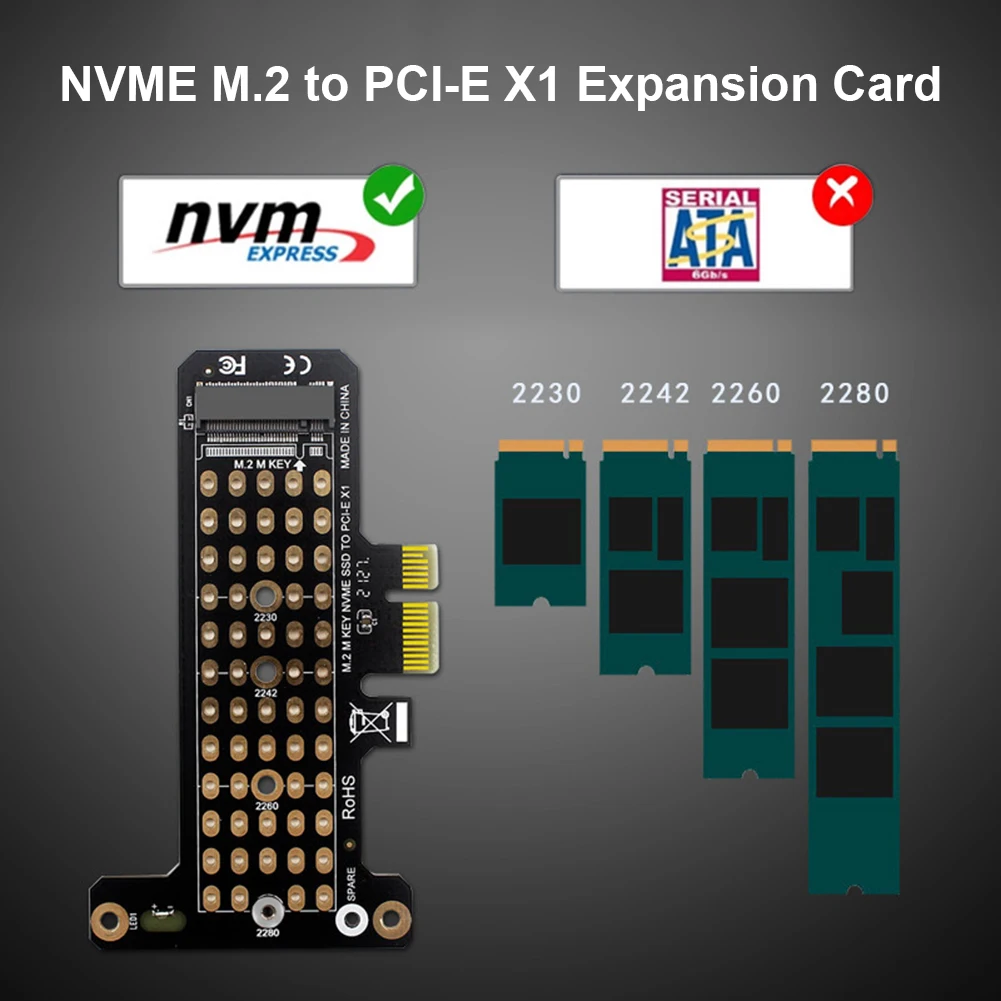 NVMe SSD M.2 PCIe 1x Adapter - PCIe to M.2 Adapter, PCI Express X1 Card Riser Support PCI-E 4.0/3.0 Converter Description Image.This Product Can Be Found With The Tag Names Cheap Computer Cables Connectors, Computer Cables Connectors, Computer Office, High Quality Computer Office