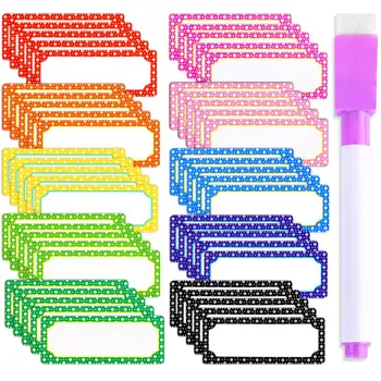 

10 colors, a total of 50 with 1 pen (pen cap color random) 8*3cm rewritable message board magnetic refrigerator stickers