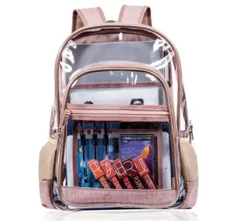 

Women's PU Leather Backpack Large Capacity Transparent Shoulder Bags Casual