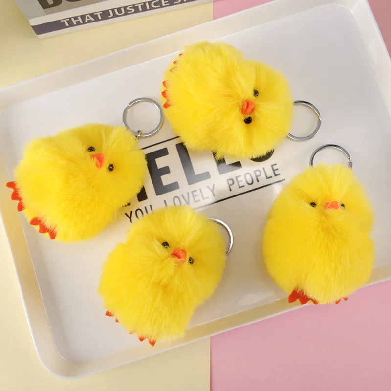 Cute Yellow Duck Plush Keychain Toys Small Cartoon Ducks Animals Key Bag Pendants Dolls Wedding Party Promotional Gift 10pcslot  (5)