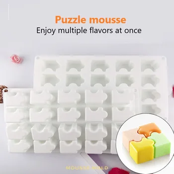 

New Creative 20 Puzzle Fondant Cake Silicone Mold Mousse Cake Chocolate Pudding Ice Cream Sugar Craft Baking Molds Decor Gadgets
