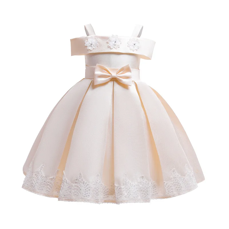 Hot Sales New Style Children Flower Princess Dress Lace Hem Dress Birthday Party Puffy Performance Dress