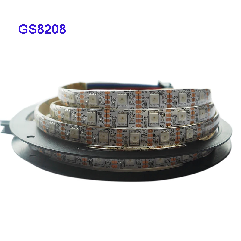 GS8208 смарт-пикселей светодиодные полосы; 1 m/3m/5 m; 30/60/144 пикселей/светодиодов/m; WS2811 обновлена; DC12V, IP30/IP65/IP67, черный/белый PCB, 5050 SMD RGB