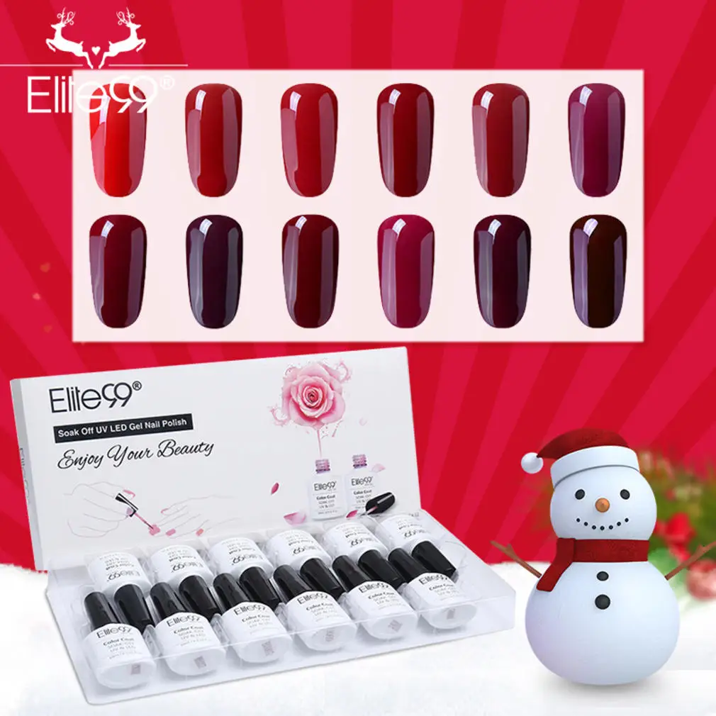Elite99, 10 мл, винно-красный Гель-лак для ногтей, маникюрный Гель-лак для ногтей, Полупостоянный УФ-гель, гибридный лак, рождественский подарок
