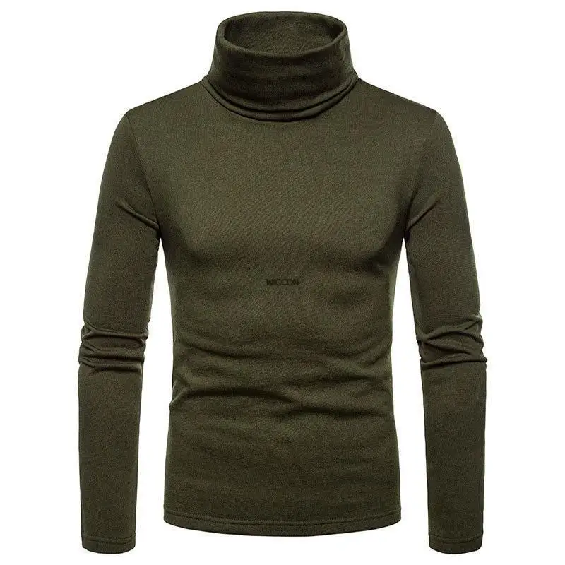 Fashion Men's Casual Slim Fit Basic Turtleneck Knitted Sweater High Collar Pullover Male Double Collar Autumn  Winter Tops mens roll neck jumper