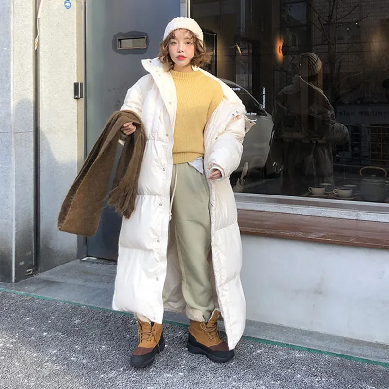 Beige Женская парка, зимняя верхняя одежда, пуховик, пальто, пальто с капюшоном, Женская негабаритная зимняя куртка, толстое Свободное длинное пальто, зимнее Новое - Цвет: Beige