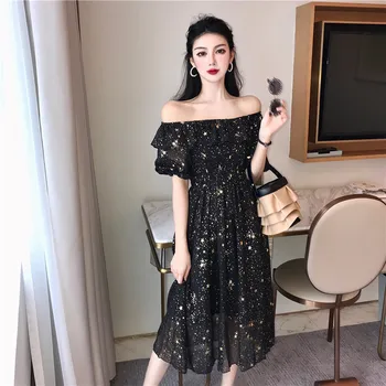 

Spring 2020 new style single shoulder double wear ruffle mesh gauze temperament dress super fairy