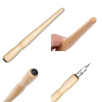 

Manga Dip Pen Set Comic Pro Drawing Kit 3 Nibs Wood Holder Ink Calligraphy Tools K1AB