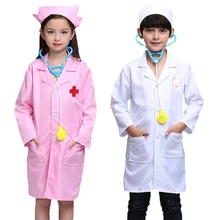 Детские костюмы для косплея доктора, одежда для вечеринки Хэллоуин, медицинская форма для медсестры, для мальчиков, лабораторное пальто, одежда для ролевых игр, комплект детской одежды