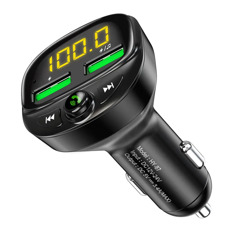 USLION Bluetooth MP3 плеер автомобильное зарядное устройство 5,0 комплект fm-передатчик со светодиодный USB 3.0A быстрое зарядное устройство дисплей напряжения SD музыкальный плеер - Тип штекера: Normal Type