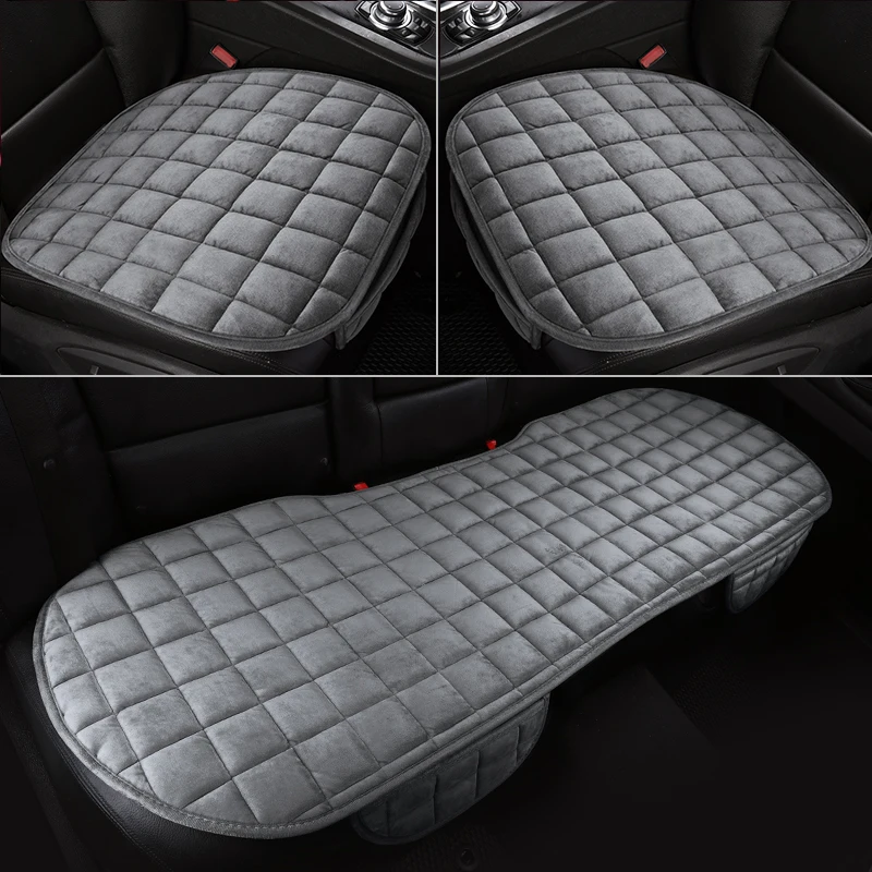 1 set Gray Cushion Универсальные подушки для автомобильных сидений, модные плюшевые мягкие теплые силиконовые Нескользящие 4 цвета, коврик, защита для сидений, автомобильные аксессуары - Название цвета: 1 set Gray Cushion