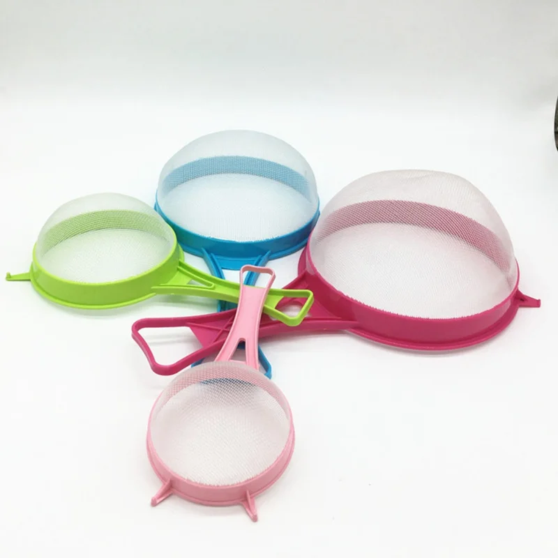 4PCS/Set Plastic Fine Net Strainer Colander Flour Sieve With Handle Juice Tea Strainer Home Kitchen Tools