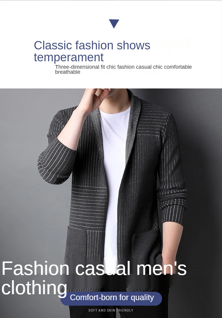 New Autum Winter Brand Fashion Knit Japanese Street Wear Mens Long Cardigan Retro Sweater Casual Coats Jacket Men Clothing