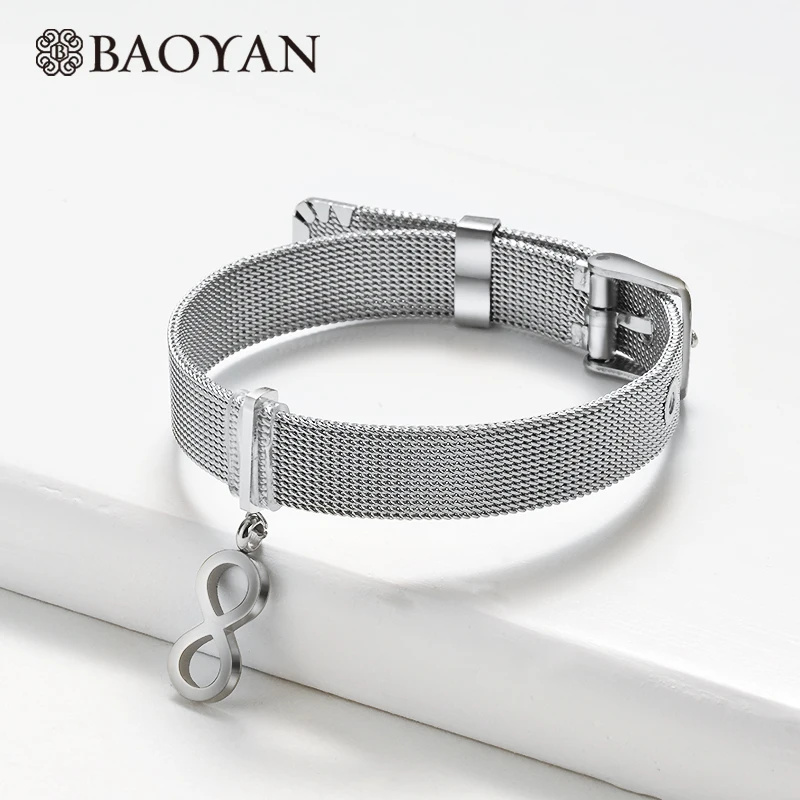 BAOYAN, регулируемый сетчатый Браслет, звезда, Polaris, сердце, бесконечность, очаровательный браслет, золото/серебро, браслеты из нержавеющей стали для женщин