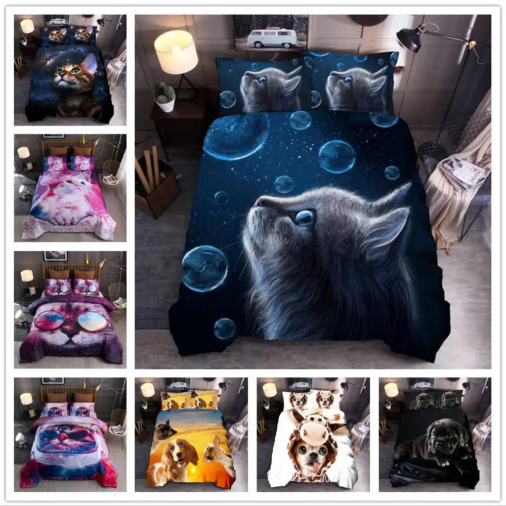 

Duvet Cover 3D Star Wars alien cats cute dogs pets Owl starry sky Bedding Sets King Queen full Twin Size 2/3pcs PillowCase