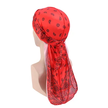 

Styling Hair Cap For Sleeping Thickened Pirate Hat Chemotherapy Elastic Toe Headwear Silk Amoeba Printing Durag Head Scarf