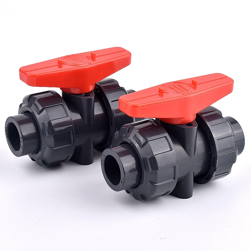 20 ~ 90mm UPVC Doppel Union Ball Ventil Chemische Grade Aquarium Aquarium Adapter Garten Bewässerung Bewässerung Wasser Rohr stecker – Detail 3