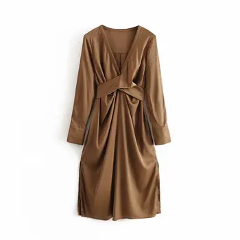 

HH55-2611 European and American fashion dress trimmed satin bowWomen dress vestidos de verano summer dress