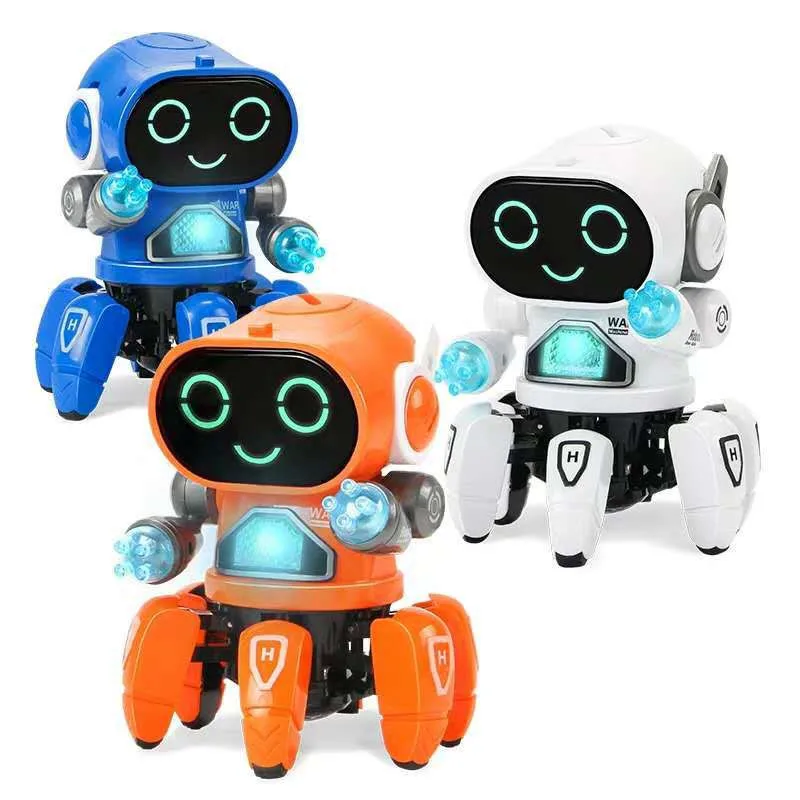 Music colorful light lighting smart pet cartoon six-claw robot dancing creative vibrating explosions puzzle children's toys