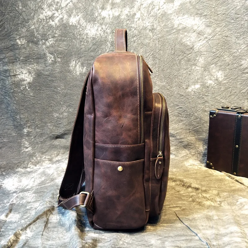 Мужской рюкзак из 100% натуральной коровьей кожи студенческий для мальчиков