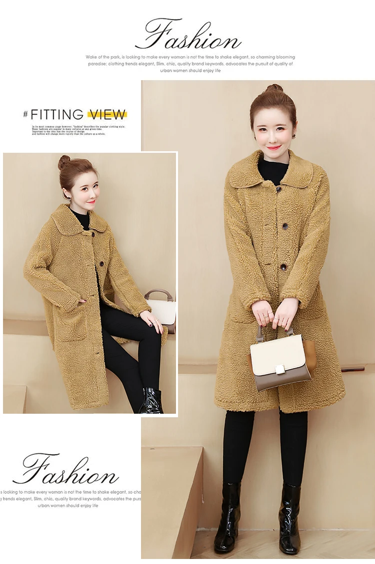 Fashion Lapel Women Wool Long Coat Autumn Winter Lapel Long Sleeve Woolen Coats Office Ladies Solid Slim Overcoat Outwear