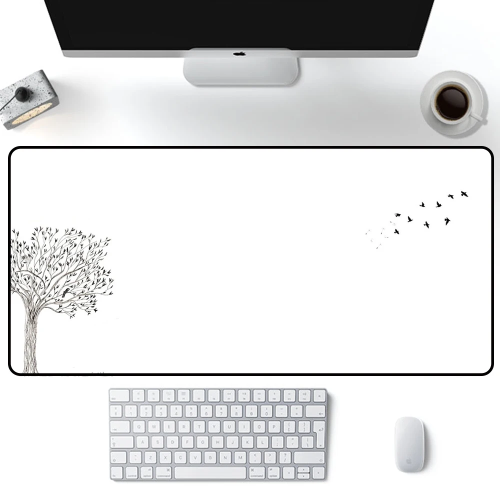

Trees bird Black and white Mouse Pad Large landscape Solid Color Pads landscape MousePad 900x400mm Gaming Accessories desk mat