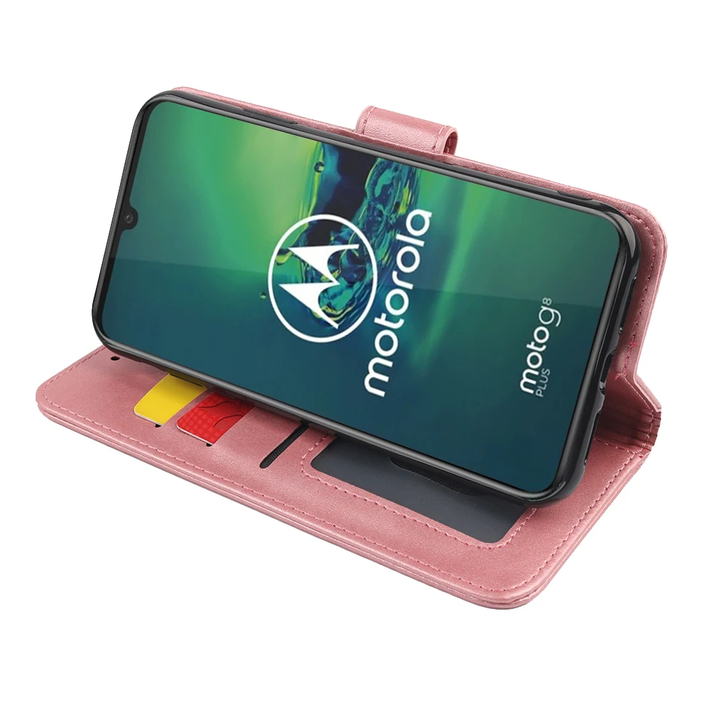 Кожаный чехол MKS для Motorola Moto G8 Plus на заднюю панель флип телефона с отделением ID