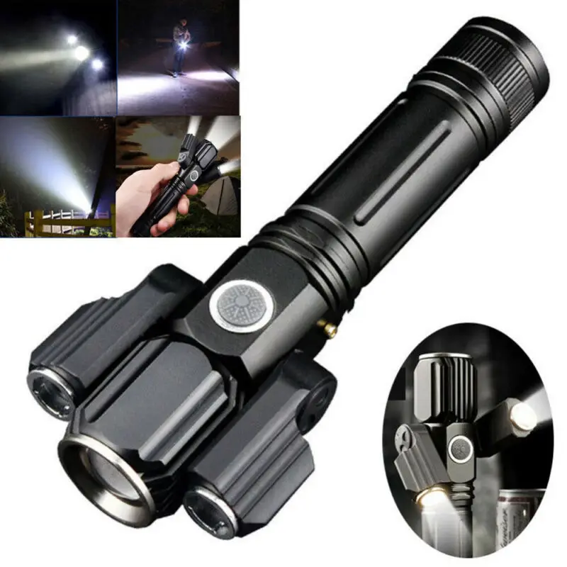 20000LM Police Tactical T6 LED 3 Modes 18650 Flashlight Zoomable 3 Head Light US