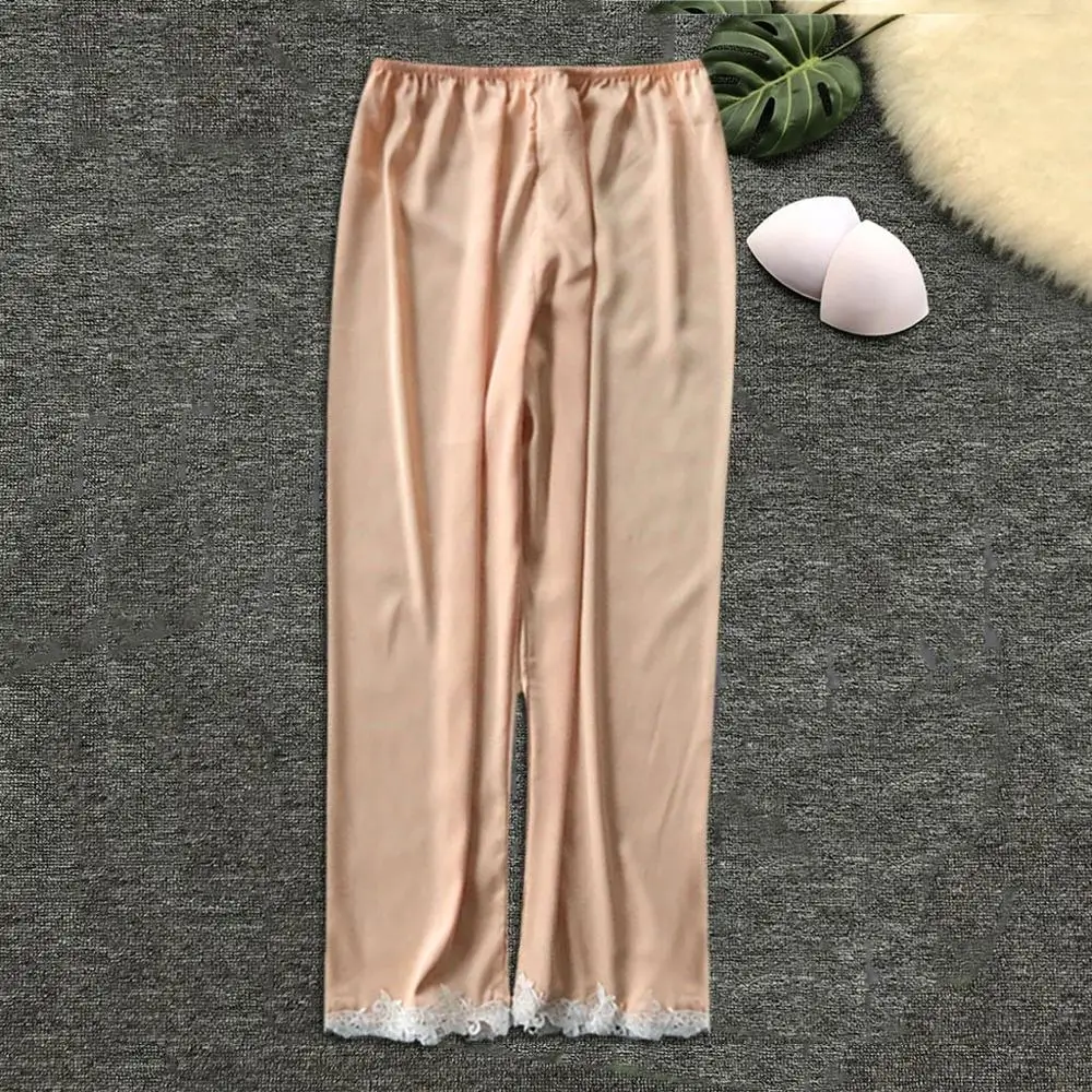 Ladies Sleeping Pants Silk Satin Nightwear Sleep Lounge Sexy Sleep Bottoms Trousers Soft Pants Women Satin Sleep Bottoms 2020
