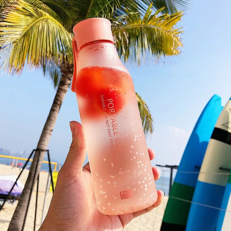 1 PC 480ml Portable Sports Drinking Clear Cup Square Water Bottle Milk Storage For Home School Office - Цвет: D