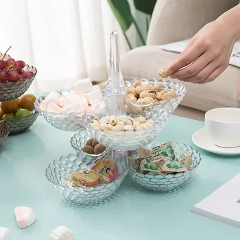 

Multi-layer Stacked Storage Trays Creative Transparent Plastic Jewelry Plate Fruit Snack Platter Bowl Table Decoration Organizer