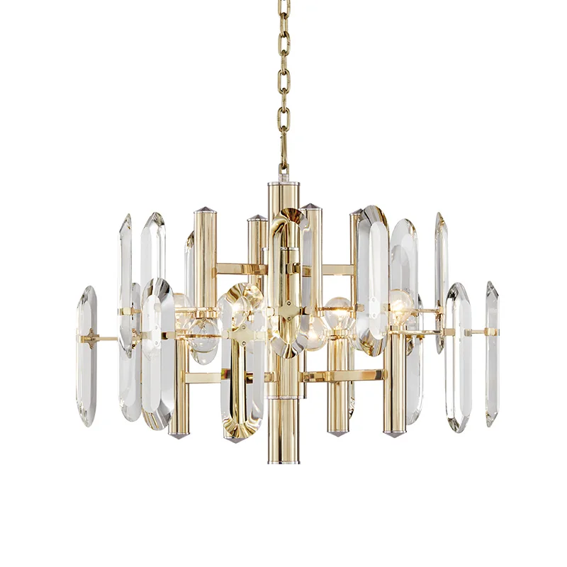 

led e14 Postmodern Crystal Iron Gold Chandelier Lighting Lustre Suspension Luminaire Lampen For Foyer