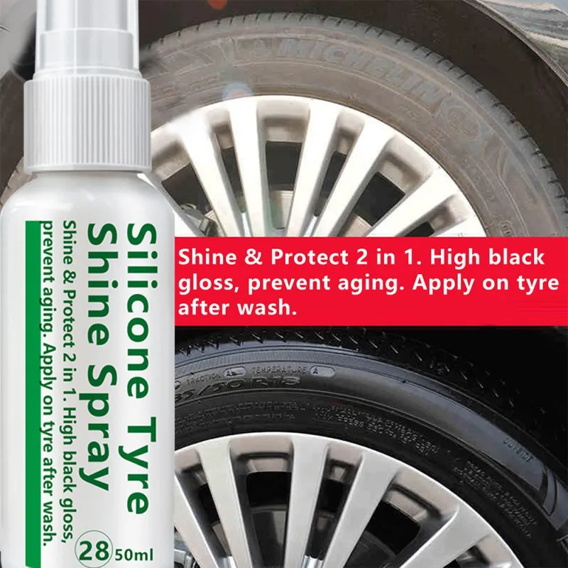 50 мл продукты по уходу за автомобилем, спрей для чистки шин, высокий блеск, Прочный блеск, спрей