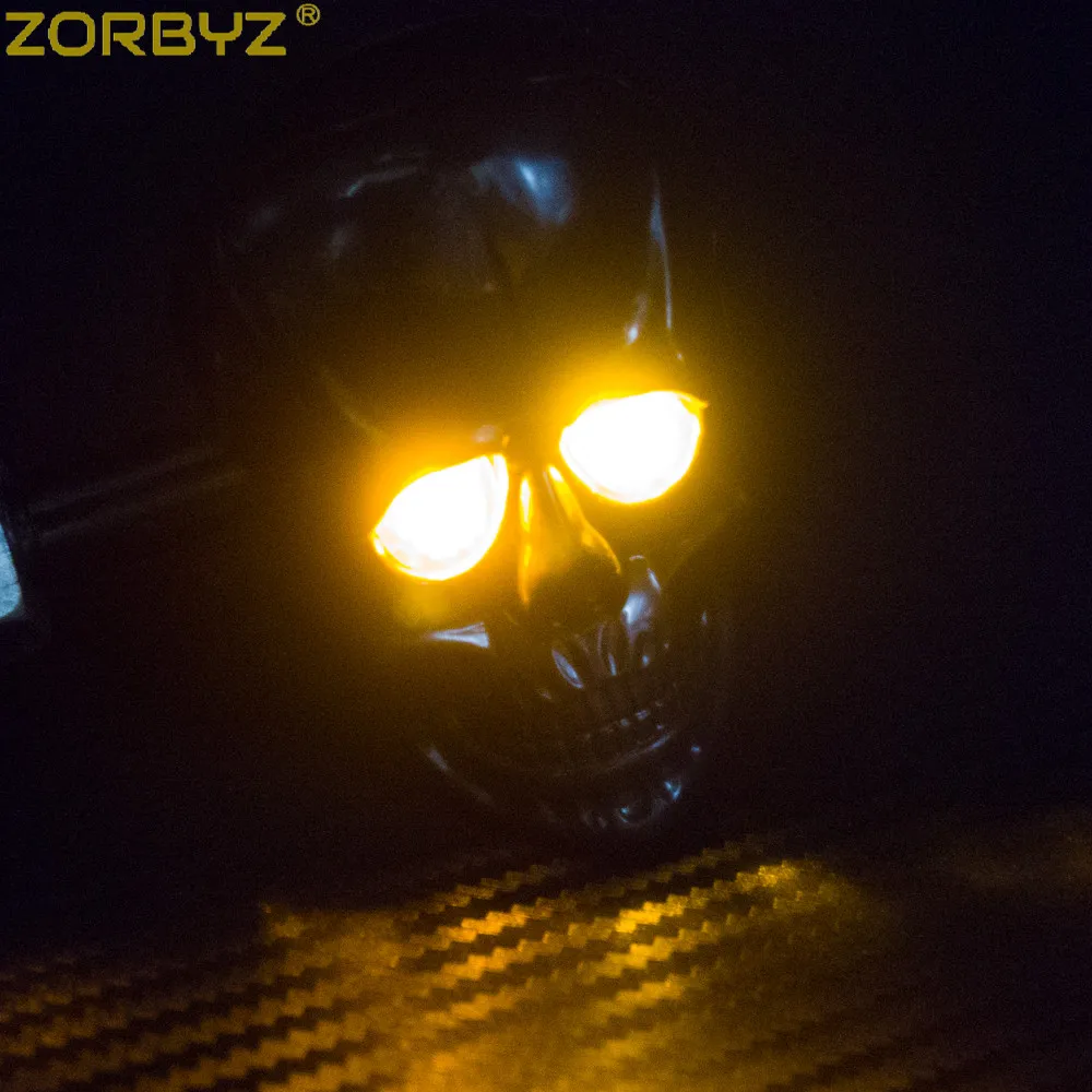 ZORBYZ 2X Мотоцикл черный/Хромированный Светодиодный Световой индикатор сигнала поворота черепа для Harley Suzuki Honda Yamaha