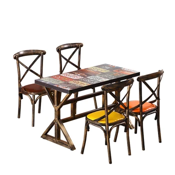 

American And European Style Net Red Retro Iron Art Used Fork Back Chair Restaurant Restaurant Restaurant Coffee Shop Back Chair