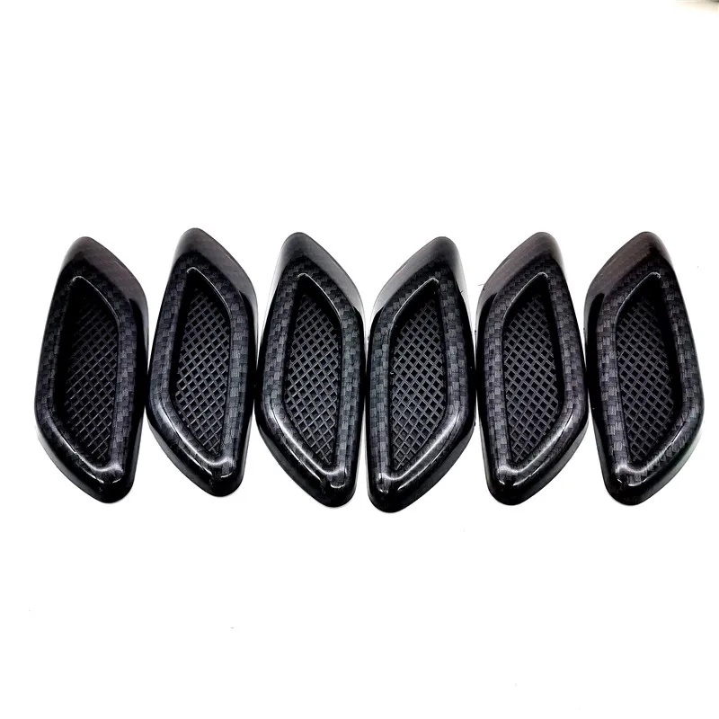 6Pcs Car Styling 3D Shark Gill Car Side Fake Vent Sticker Carbon Fiber Color Fine Decoration Modified Styling Popular Sticker