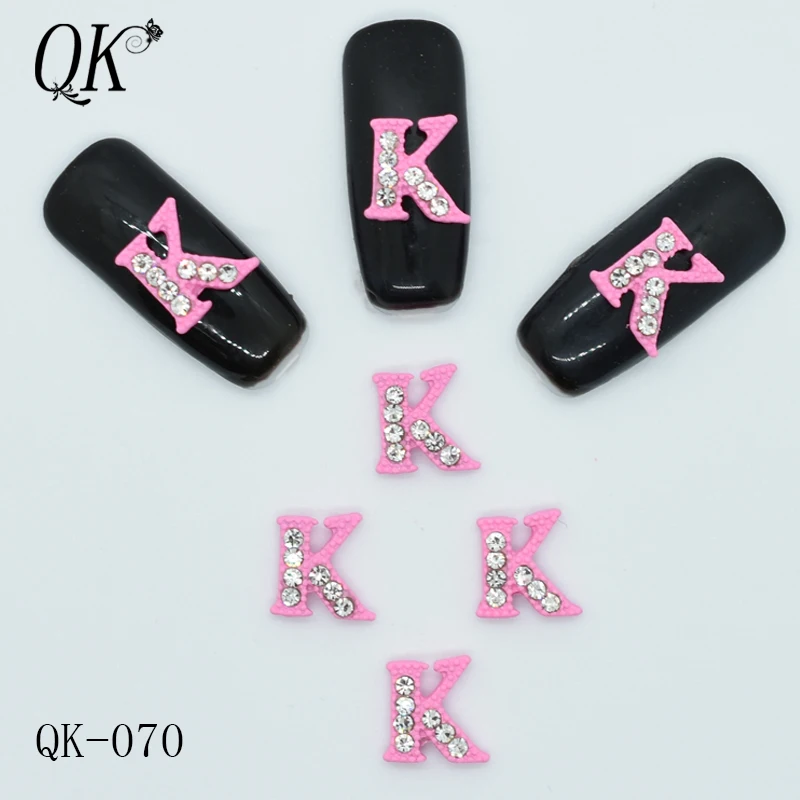 100PCs-K 100 шт A-Z, английские буквы, Кристальные украшения для ногтей, сплав, 3D Стразы для ногтей, алмазные буквы, стиль DIY, украшения для маникюра - Цвет: 100PCs-K