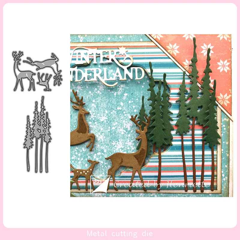 

Elk and trees Christmas Metal Cutting Dies for DIY Scrapbooking Photo Album Decorative Embossing Paper Card Crafts Die Cut 2019