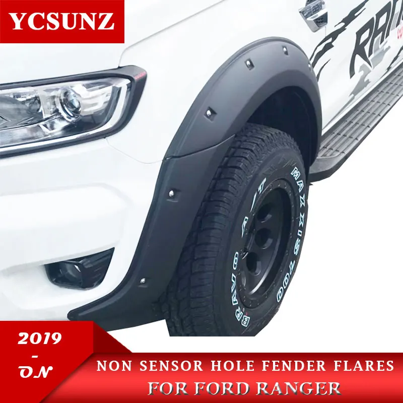 

2019 Wheel Arch Fender Flares With Nuts Mudguards For Ford Ranger 2019 MK3 T8 Wildtrak Double Cabin 9 Inch NON Sensor Hole