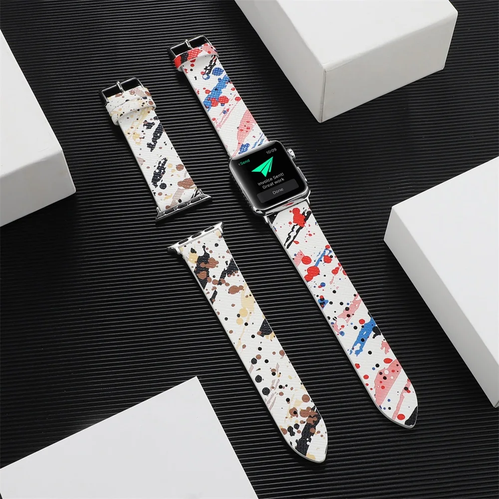 Браслет из натуральной кожи ремешок для Apple Watch 44 40 мм окрашенный браслет сменный
