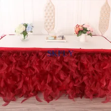 SK010F изготовленная на заказ Свадебная Серебряная Белая Тиффани синяя бирюза ярко-желтая органза курчавая ива юбка для стола на липучке