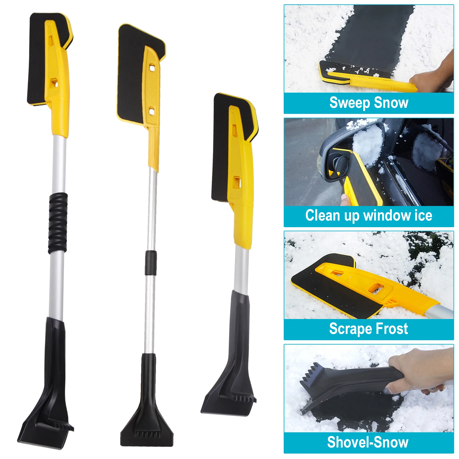 Car EVA Snow Shovel Multifunctional Snow Shovel Long Rod Deicing Ice Sweep Tool Removal Brush Winter