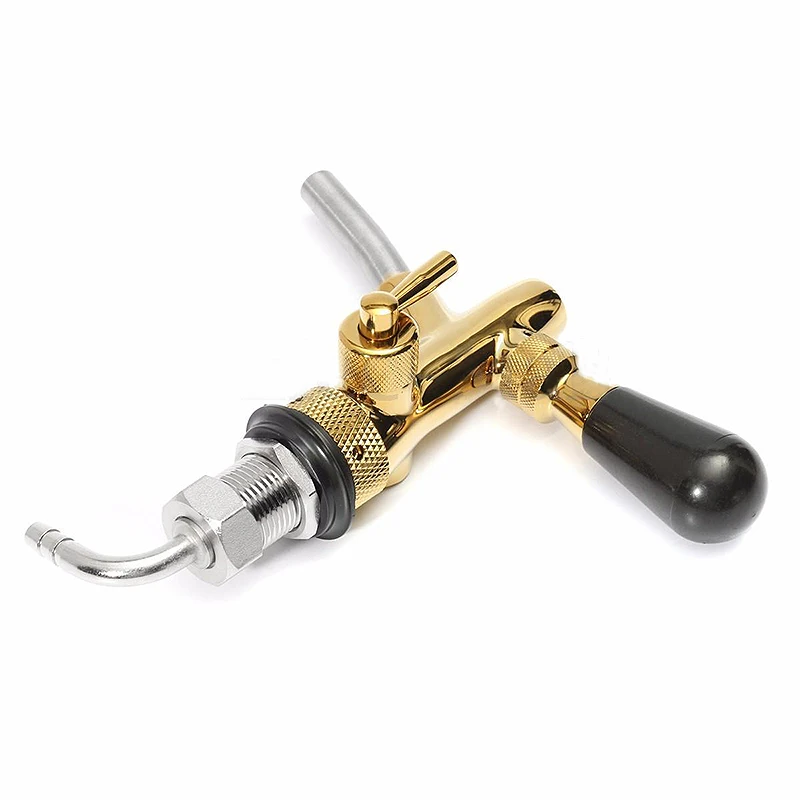JX-LCLYL Adjustable Pub Bar Draft Beer Faucet G5/8 Shank Gold Plating for Kegerator Tap