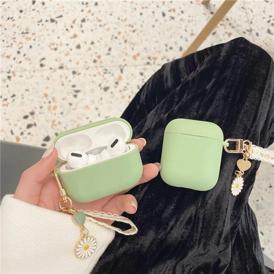 For AirPods PRO Case 2 fashion Lace flower Love heart stone Keychain silicone Earphone Cover AirPods2 Fundas | Электроника