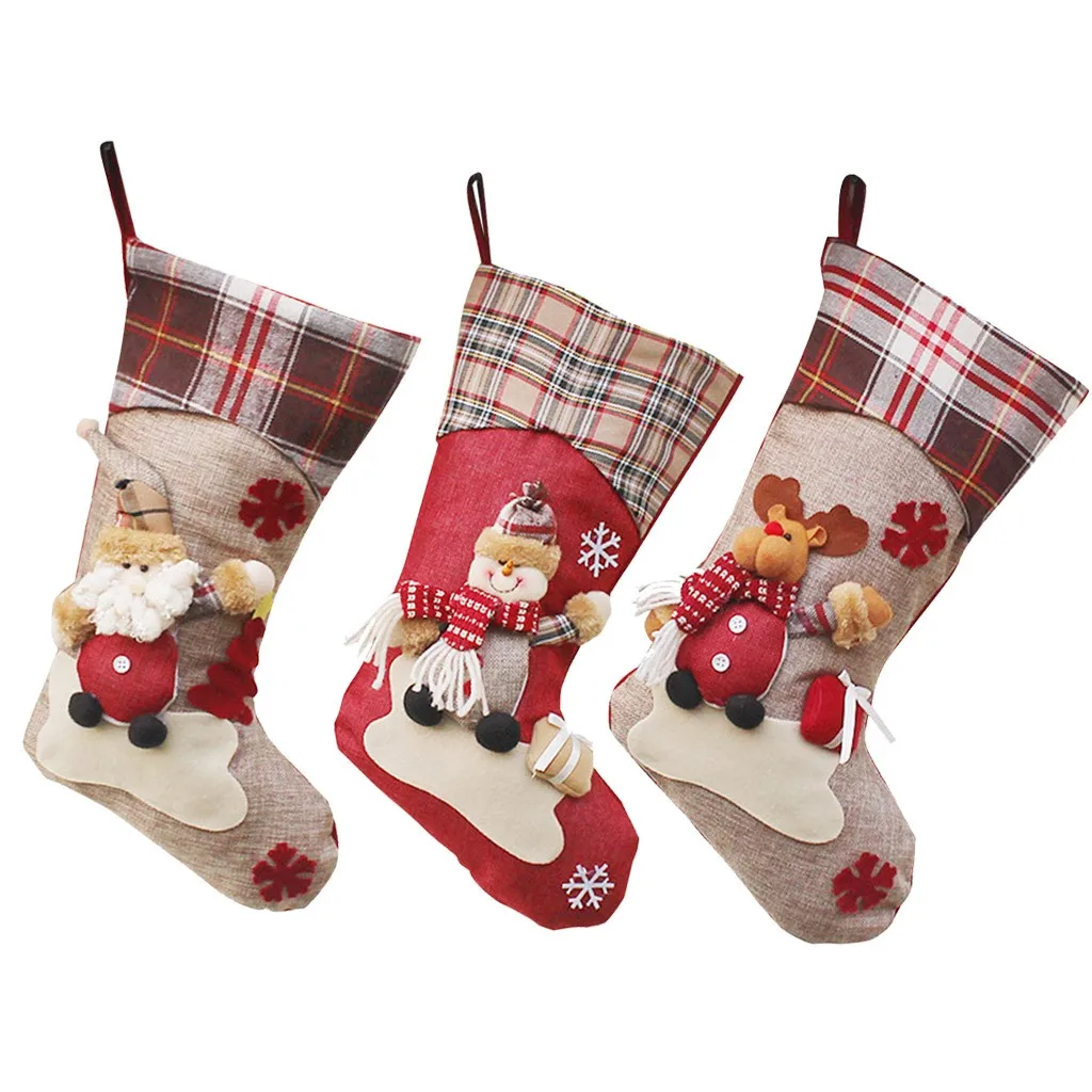 1PC Ornaments Festival Party Xmas Tree Hanging Decor Christmas Socks women's warm socks New Year socks skarpety swiateczne#T