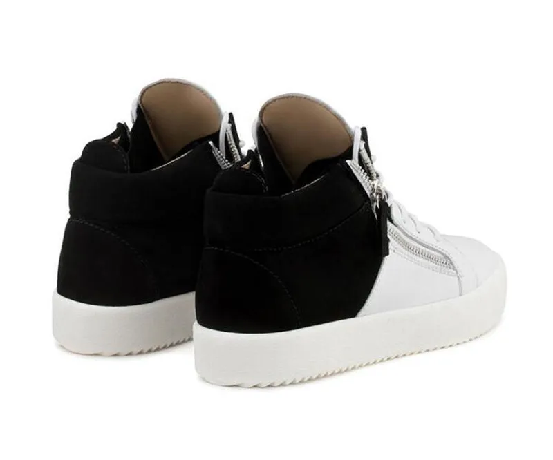 High Top Patchwork White Black Fashion Comfortable Casual Man Shoes Zipper Lace-Up Men Sneakers Zapatillas Hombre Big Size 4