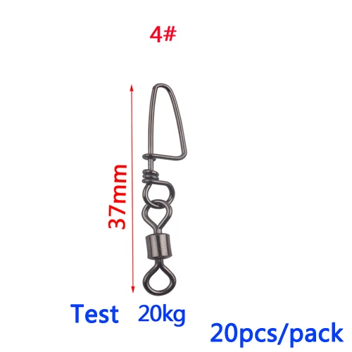 1 упаковка сплав медь+ нержавеющая сталь рыболовный подшипник поворотный замок Rolling поворотный защелкивающийся рыболовный крючок соединитель снасти - Цвет: size4-20pcs-pack