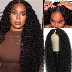 YYgY Hair V Part Wig Human Hair Upgrade U Part Wig Blend With Your Own Hairline Thin Part Human Hair Wigs No Glue No Leave Out