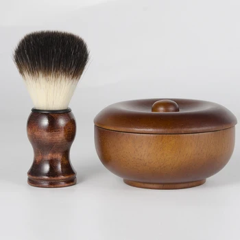 

Manual Soap Bowl Travel Wooden Men Shaving Kit Grooming Trimming Hair Removal Facial Care Beard Brush Home Cleaning Tool